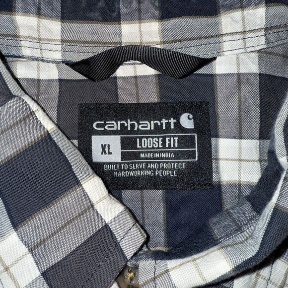 Carhartt Plaid Shirt Men’s XLarge Workwear Loose Fit Long Sleeve - Picture 4 of 8